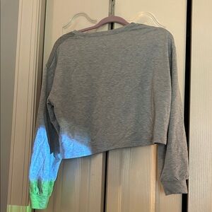 Gray Cropped Long Sleeve Top